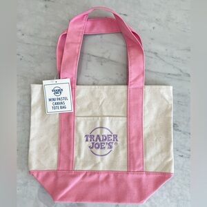 Trader Joe’s Mini Pastel Canvas Tote Bag Pink